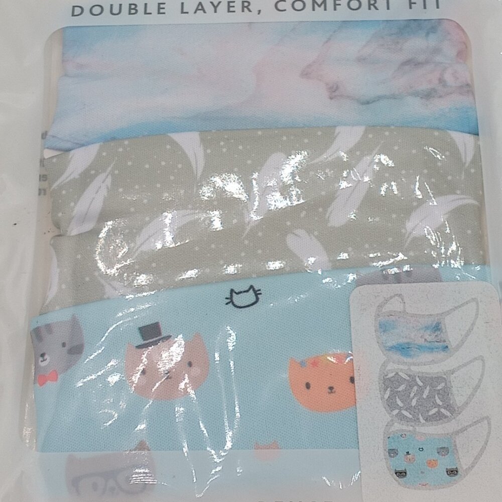 New 3 Pack Kids Face Covers Masks